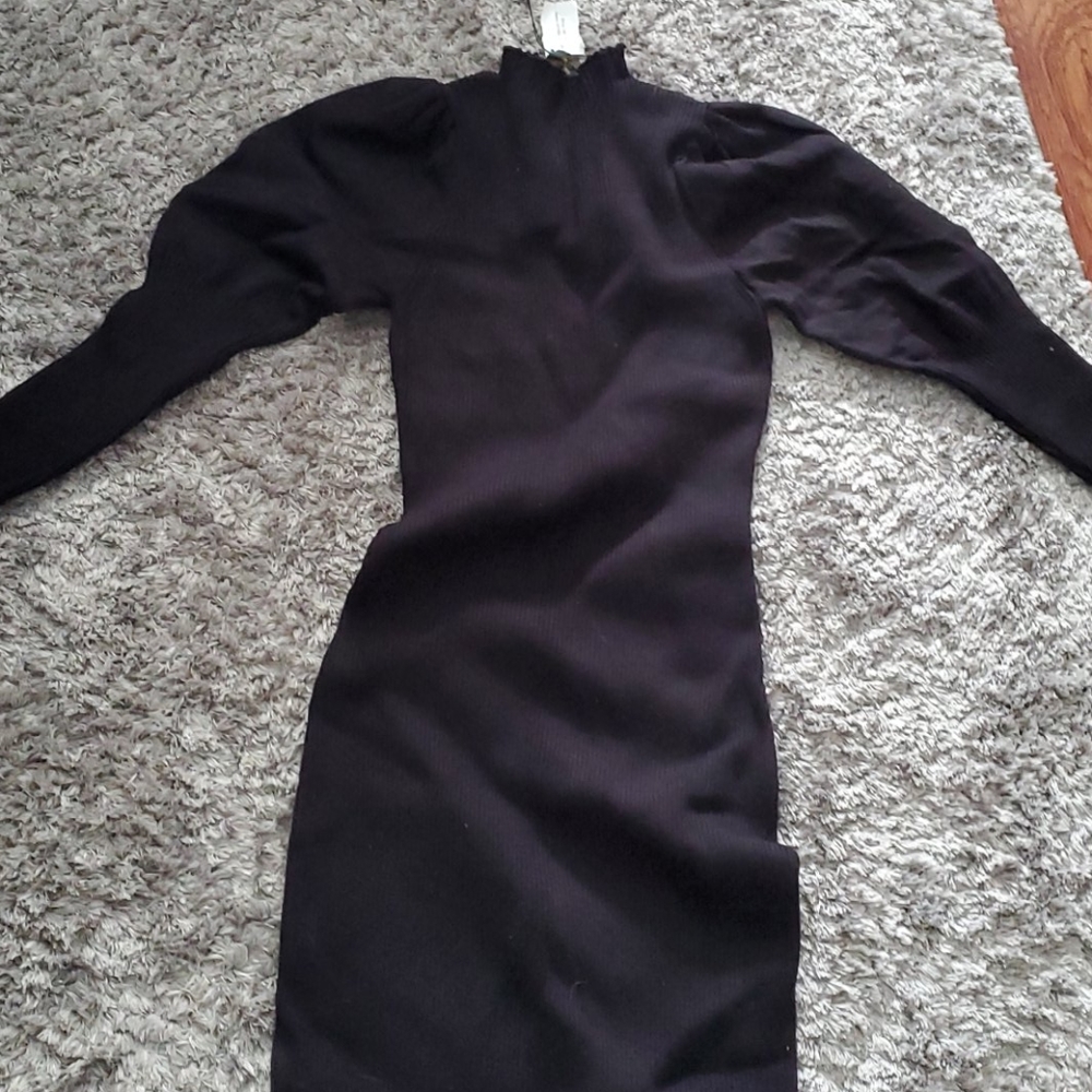 Black turtle neck tight dress